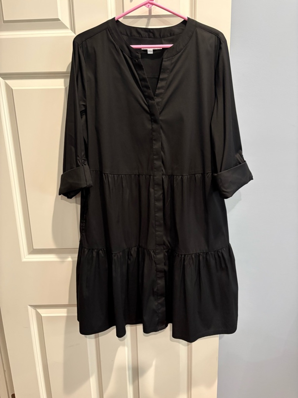 Chico's Black Tiered Button-Front Mini Dress, Size 2.5(14)